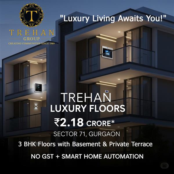  Trehan Luxury Floors in Sector 71 Gurgaon: Price Reduced to at 2.18 Cr Limited Offer Save ?22 Lakhs